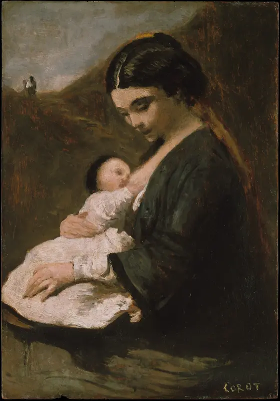 Mother and Child Wall Art by Camille Corot - High-Resolution Digital Print