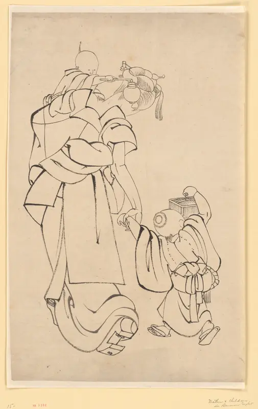 Mother and Children in Summer Night