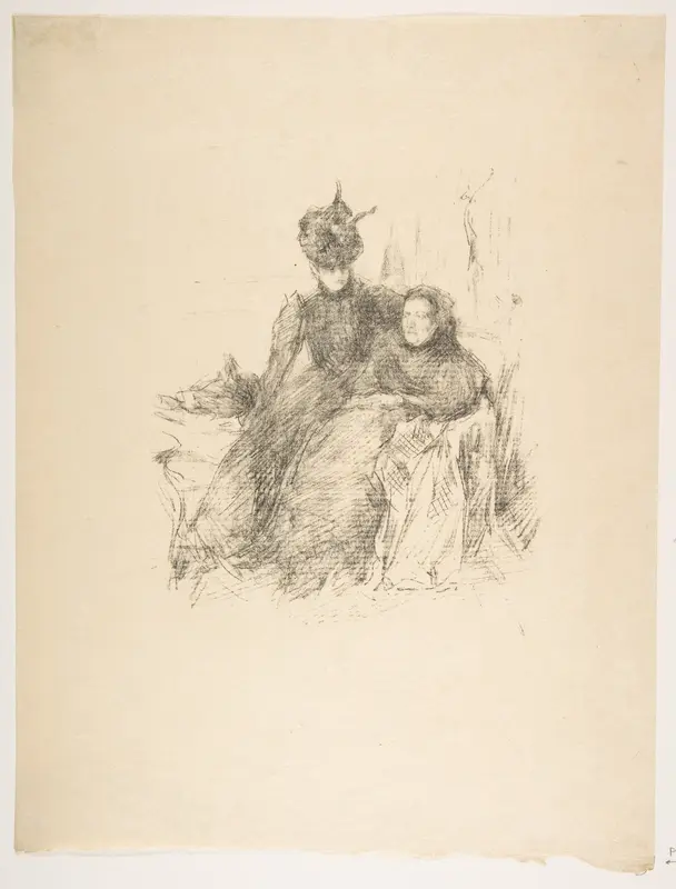 Mother and Daughter (La Mère Malade) Wall Art by James McNeill Whistler - High-Resolution Digital Print