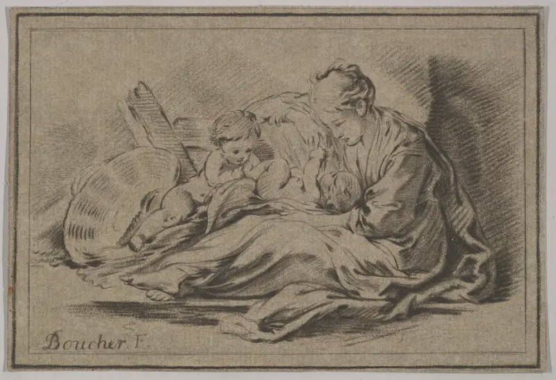 Mother with Two Children Wall Art by Jurriaan Cootwijk - High-Resolution Digital Print