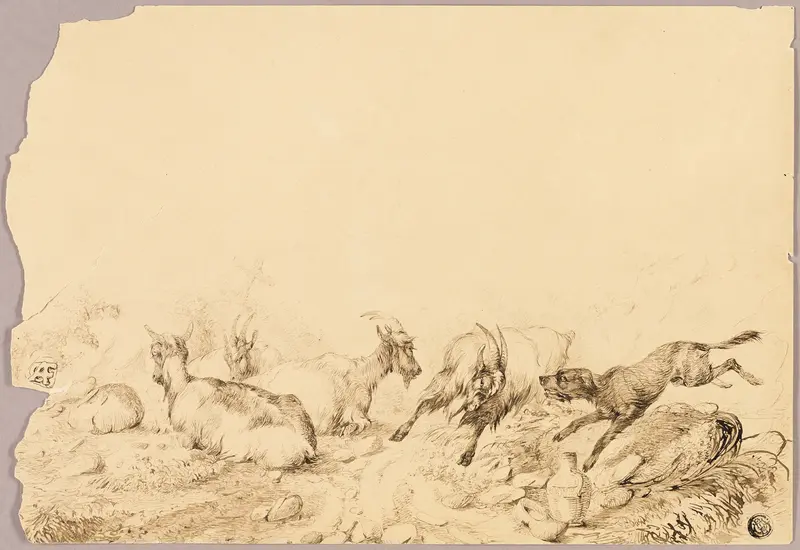Mountain Goats and Dog Wall Art by Allwaert of Ghent - High-Resolution Digital Print