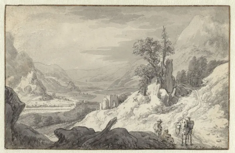 Mountain Landscape with a River Valley Wall Art by Jan van Aken - High-Resolution Digital Print