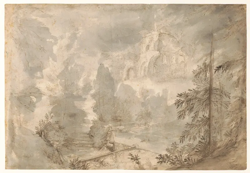 Mountain Landscape with Ruins Wall Art by Paulus Willemsz. van Vianen - High-Resolution Digital Print