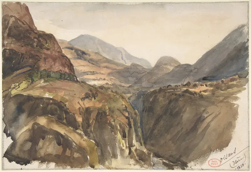Mountain View at Oisans (Isère) Wall Art by Paul Huet - High-Resolution Digital Print