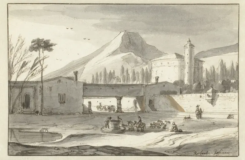 Mountainous, Italianate Landscape with a Rotunda Church Wall Art by Roelant Roghman - High-Resolution Digital Print