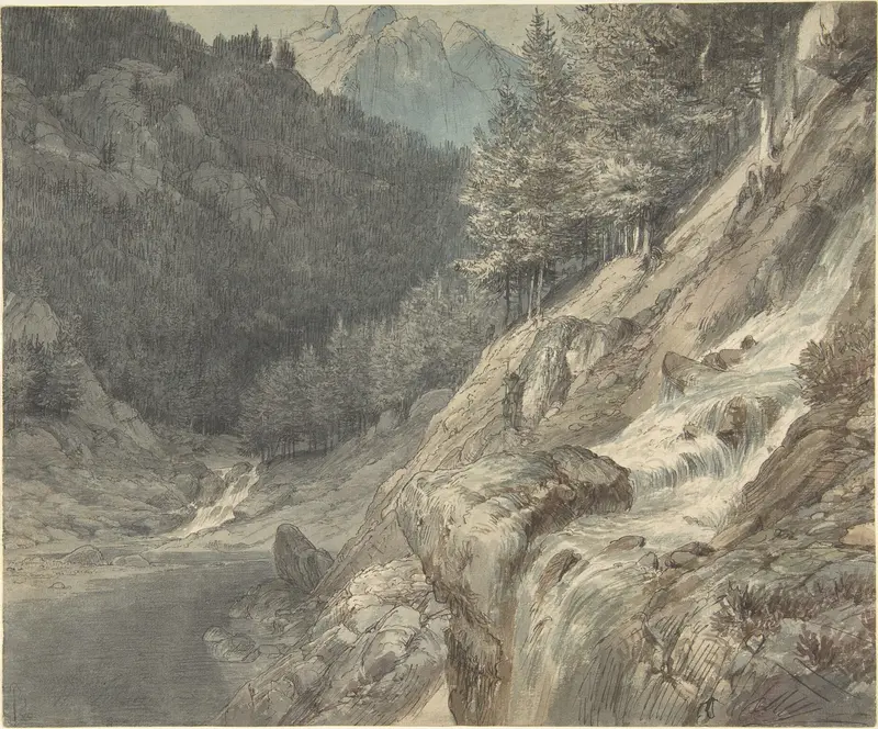 Mountainous Landscape with a River Wall Art by Johann Wilhelm Schirmer - High-Resolution Digital Print