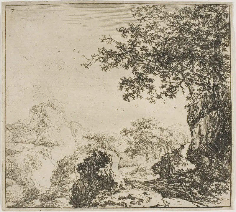 Mountainous Landscape with a Road, from the series Set of Landscapes Wall Art by Herman Naijwincx - High-Resolution Digital Print