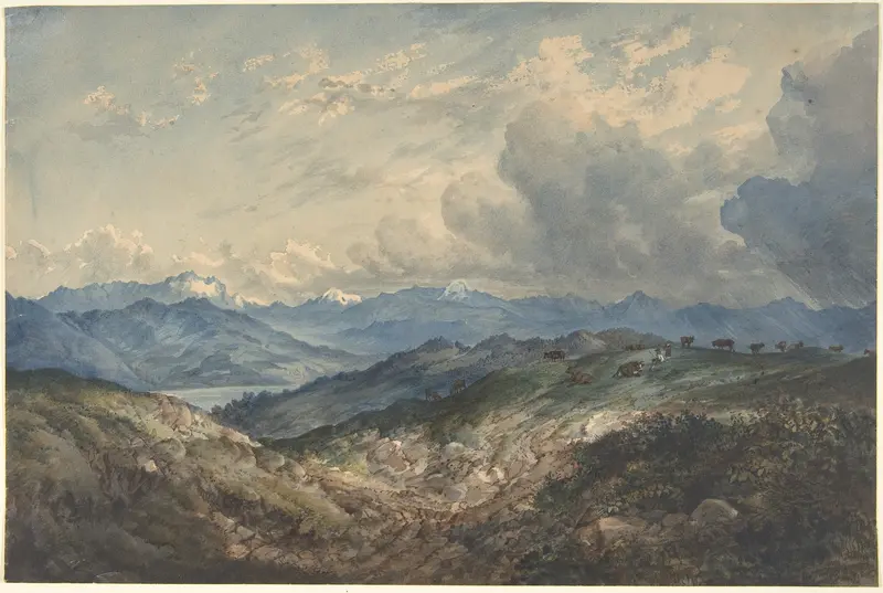 Mountainous Landscape with Approaching Thunderstorm Wall Art by Anonymous, German, 19th century - High-Resolution Digital Print