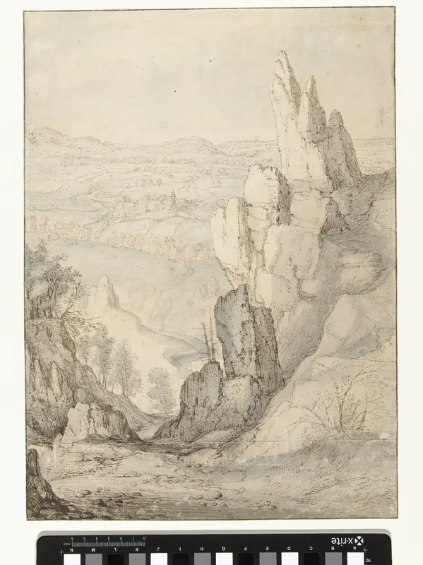 Mountainous Landscape with Steep Cliffs Wall Art by Roelant Savery - High-Resolution Digital Print