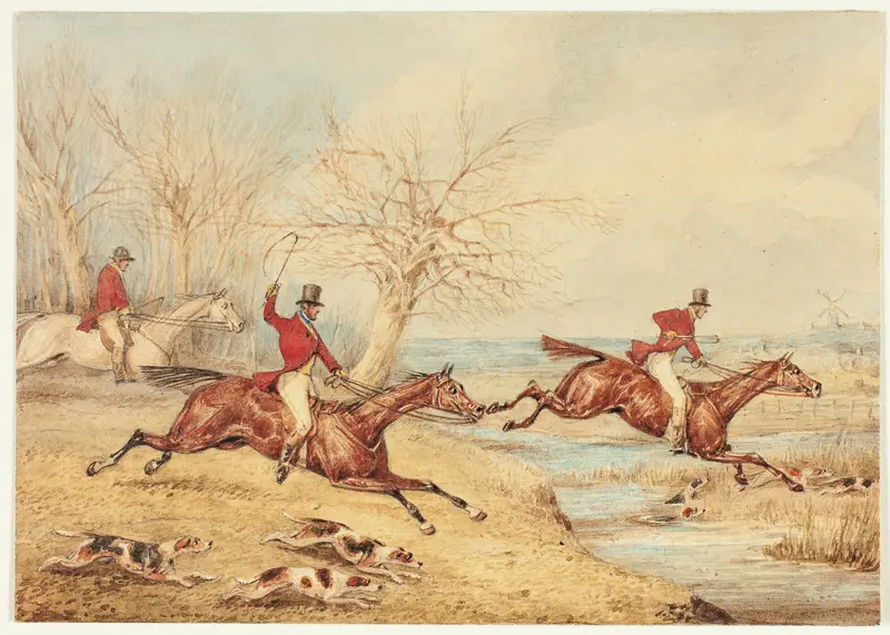 Mounted Hunters with Dogs