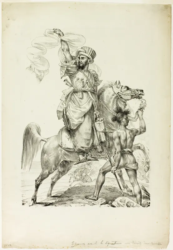 Mounted Mameluke Chieftain Calling for Aid Wall Art by Baron Antoine Jean Gros - High-Resolution Digital Print