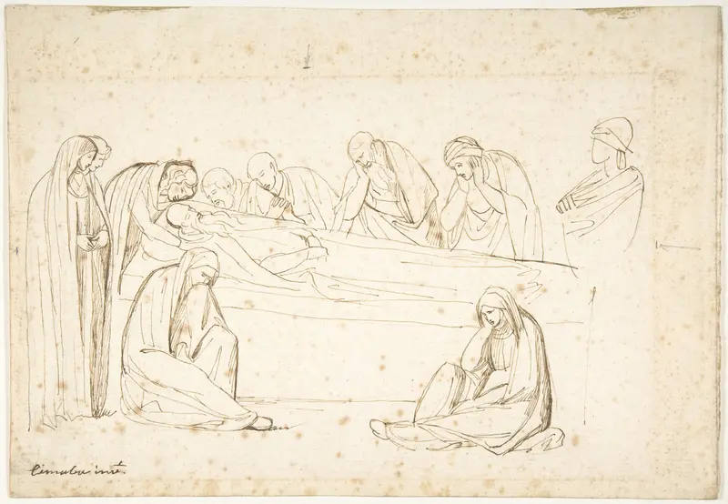 Mourning Figures: possibly a copy after a fresco by Cimabue Wall Art by George Romney - High-Resolution Digital Print