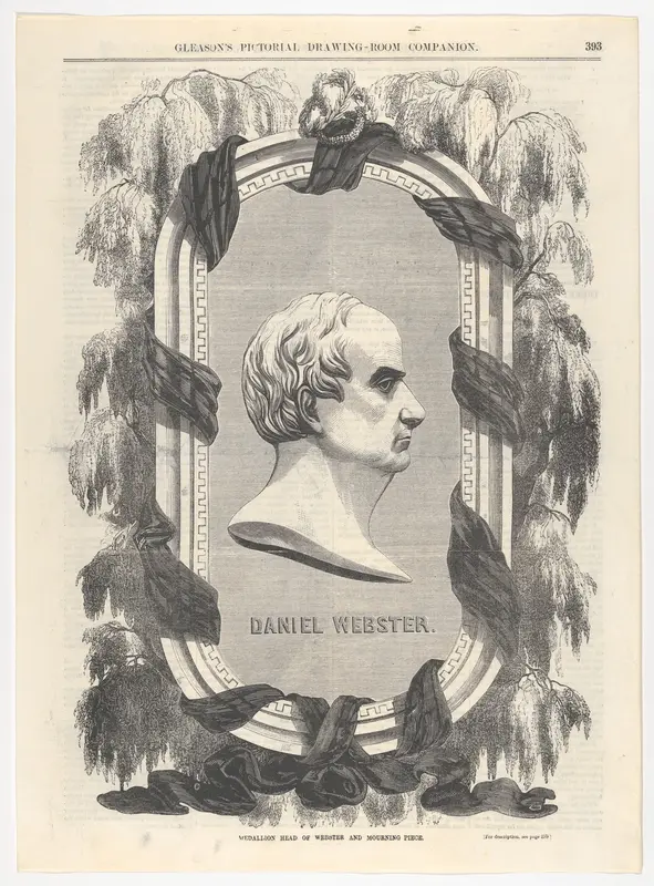 Mourning Portrait of Daniel Webster, from "Gleason's Pictorial Drawing-Room Companion" Wall Art by Anonymous, American, 19th century - High-Resolution Digital Print