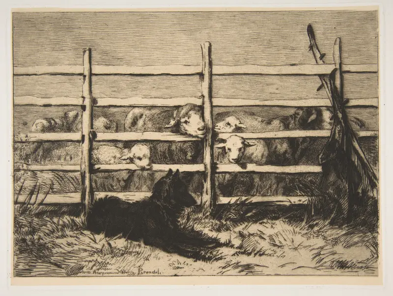 Moutons Parqués Wall Art by Félix Bracquemond - High-Resolution Digital Print