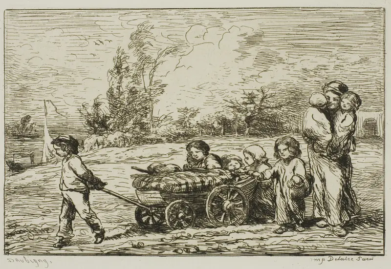 Moving in with the Wagon (The Furnishings of the Boat) Wall Art by Charles François Daubigny - High-Resolution Digital Print