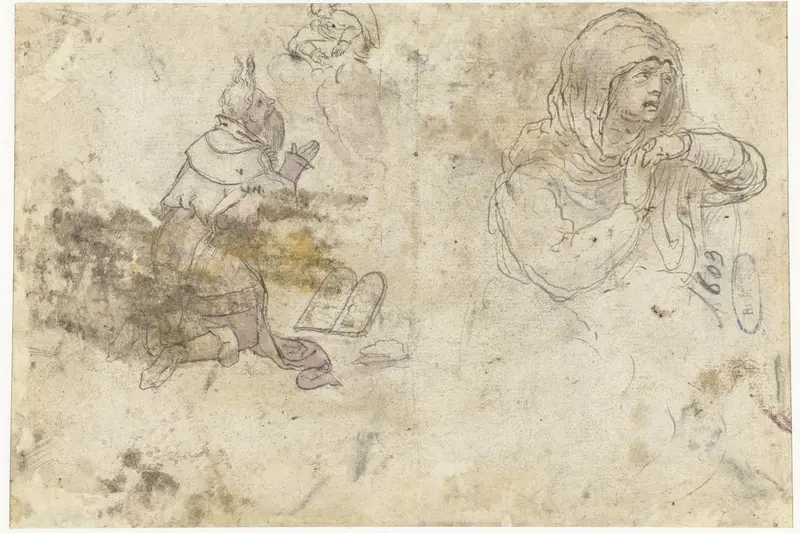 Mozes en een treurende Maria of Maria Magdalena Wall Art by anonymous - High-Resolution Digital Print