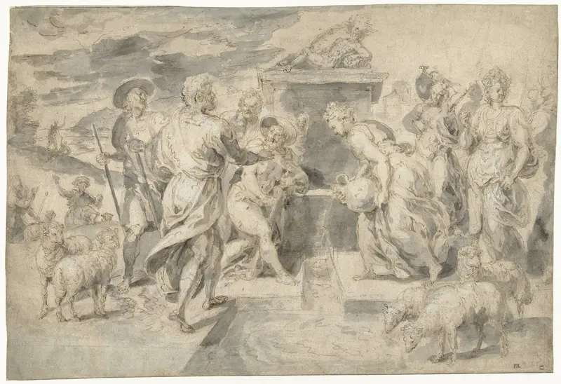 Mozes helpt de dochters van Jetro Wall Art by Chrispijn van den Broeck - High-Resolution Digital Print