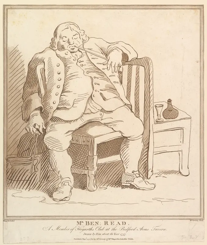 Mr. Ben: Read, A Member of Hogarth's Club at the Bedford Arms Tavern, Drawn by him about the Year 1757 Wall Art by Richard Livesay - High-Resolution Digital Print