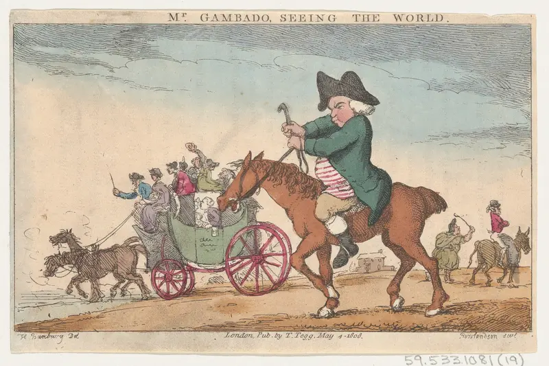 Mr. Gambado Seeing the World Wall Art by Thomas Rowlandson - High-Resolution Digital Print