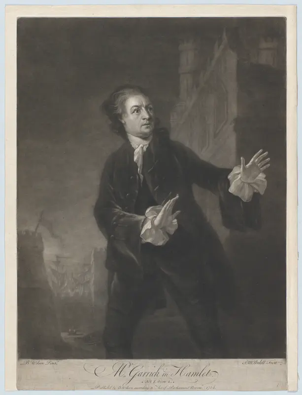 Mr. Garrick in Hamlet, Act 1, Scene 4 Wall Art by James McArdell - High-Resolution Digital Print