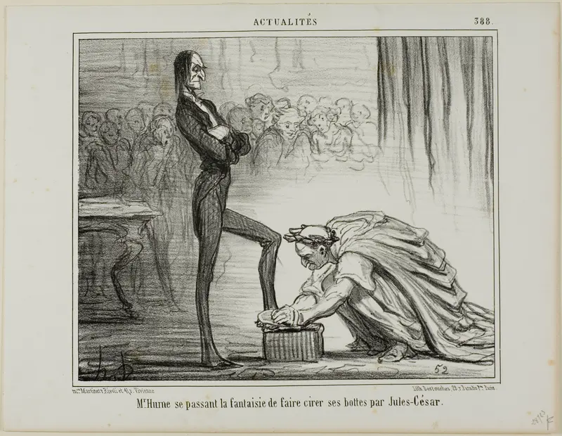 Mr. Hume fantasizing about Julius Caesar polishing his boots, plate 388 from Actualités