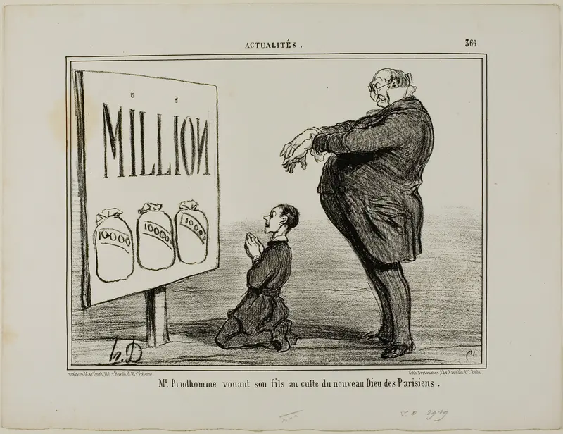 Mr. Prudhomme dedicating his son to the new God of the Parisians, plate 366 from Actualités