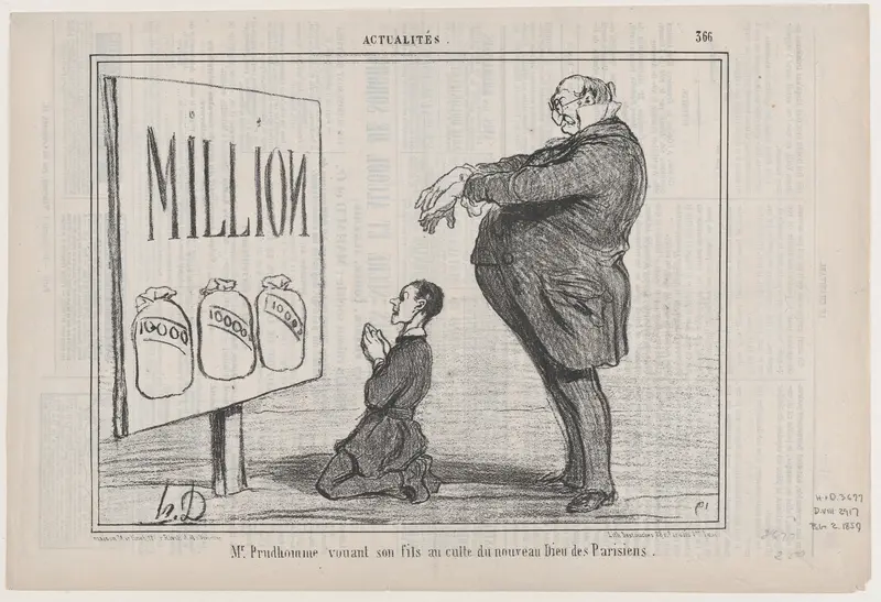 Mr. Prudhomme vouant son fils au... nouveau dieu..., from "Actualitès" Wall Art by Honoré Daumier - High-Resolution Digital Print