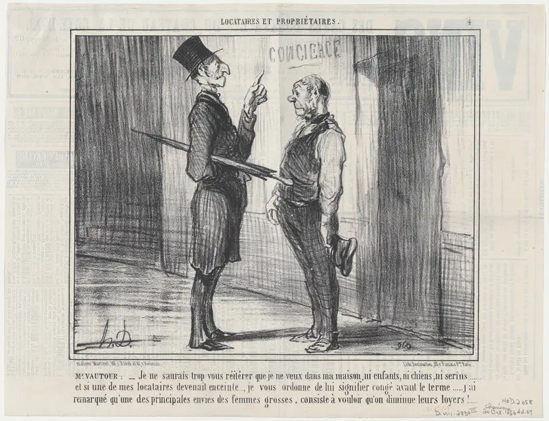 Mr. Vautour: –Je ne saurais trop..., from Locataires et Propriétaires, published in Le Charivari, October 20, 1856 Wall Art by Honoré Daumier - High-Resolution Digital Print