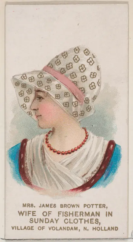 Mrs. James Brown Potter as a Fisherman's Wife Dressed in Sunday Clothes from the Village of Volandam, North Holland, from the set Actors and Actresses, Second Series (N71) for Duke brand cigarettes Wall Art by W. Duke, Sons & Co. - High-Resolution Digital Print