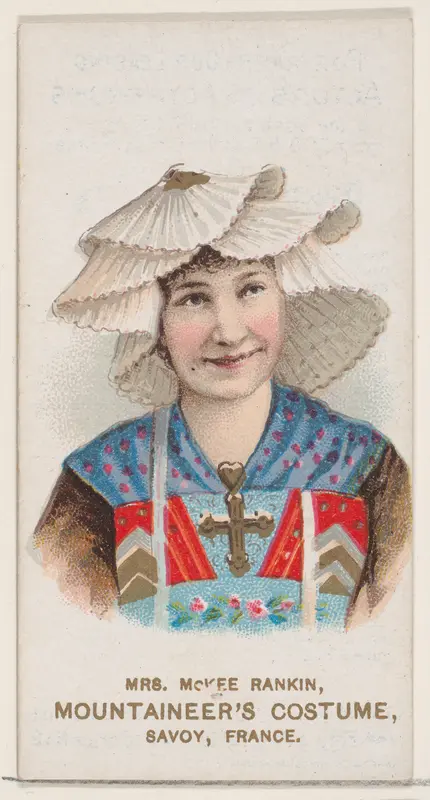 Mrs. McKee Rankin in Mountaineer's Costume of Savoy, France, from the set Actors and Actresses, First Series (N70) for Duke brand cigarettes Wall Art by W. Duke, Sons & Co. - High-Resolution Digital Print