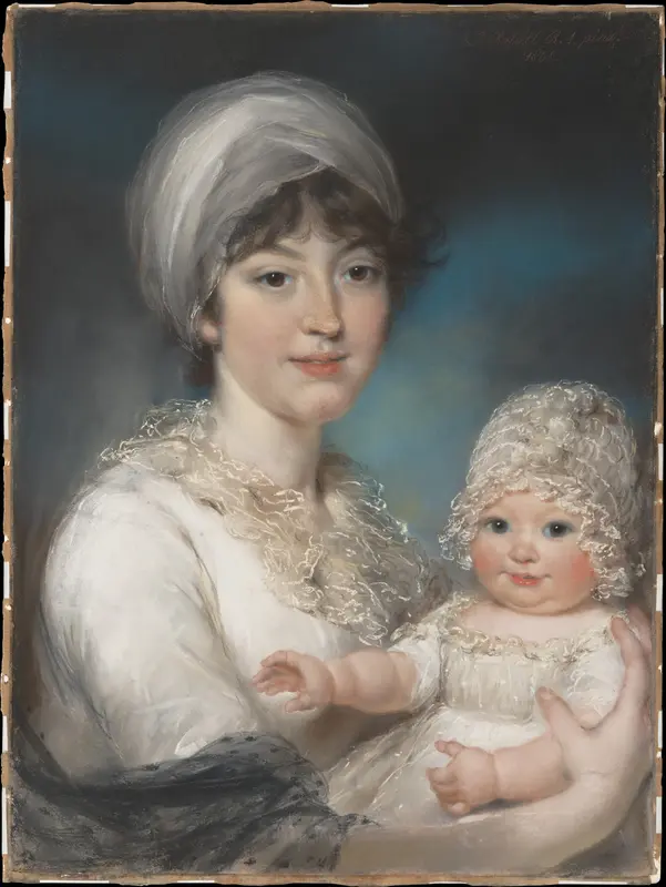 Mrs. Robert Shurlock (Henrietta Ann Jane Russell, 1775–1849) and Her Daughter Ann Wall Art by John Russell - High-Resolution Digital Print