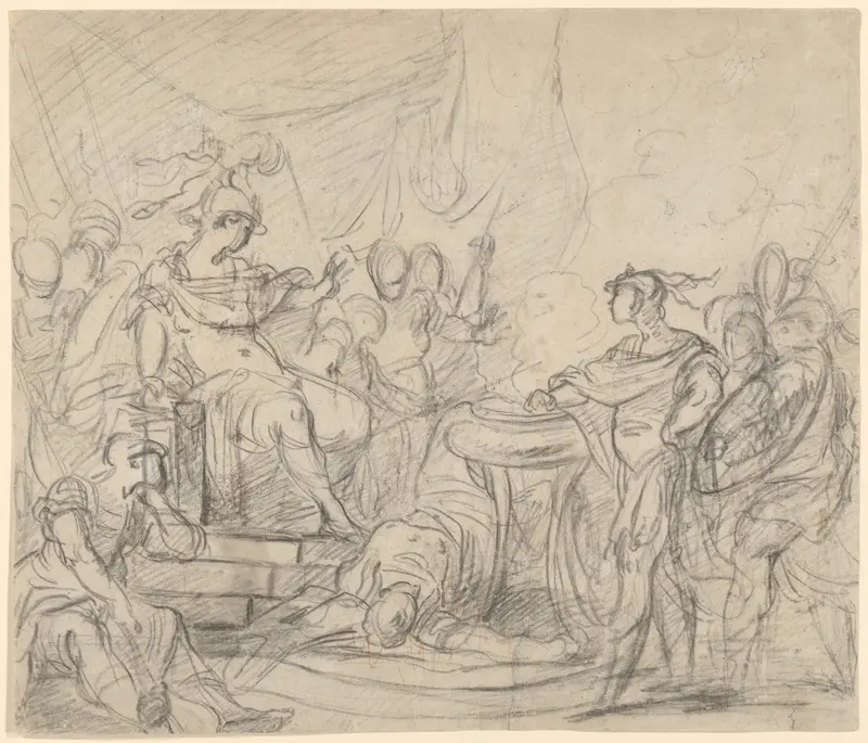 Mucius Scaevola Before King Porsenna Wall Art by François Boucher - High-Resolution Digital Print