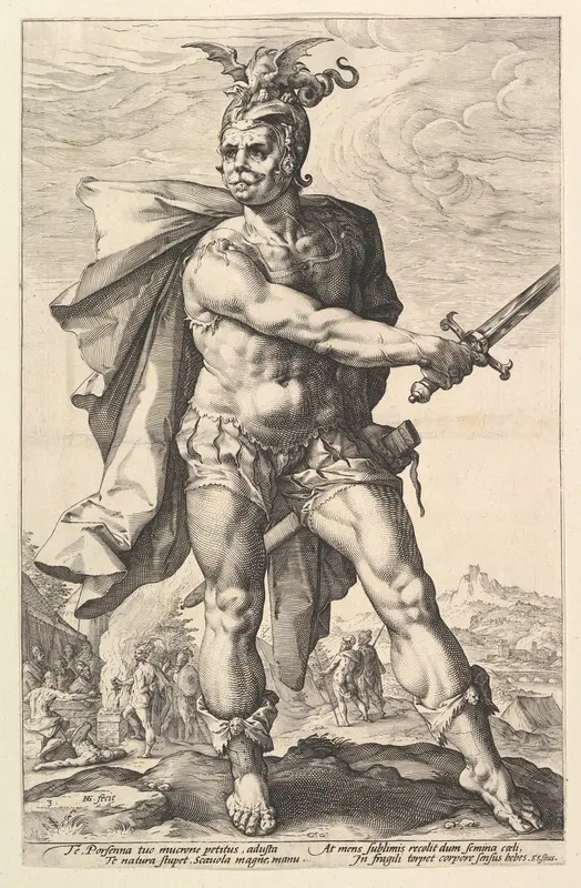 Mucius Scaevola, from "The Roman Heroes" Wall Art by Hendrick Goltzius - High-Resolution Digital Print