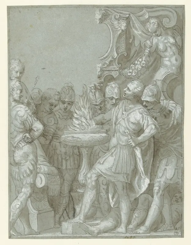 Mucius Scaevola voor Porsenna Wall Art by Benedetto Caliari - High-Resolution Digital Print