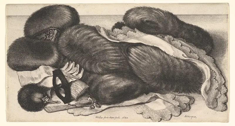 Muffs and Articles of Clothing on a Table Wall Art by Wenceslaus Hollar - High-Resolution Digital Print