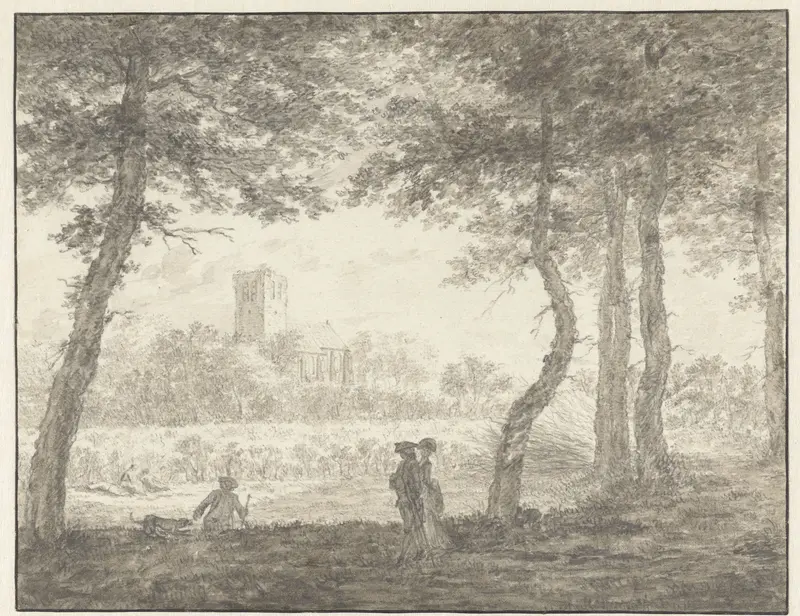 Muiderberg, van de Hooge Weg af gezien Wall Art by Jacob Cats (1741-1799) - High-Resolution Digital Print