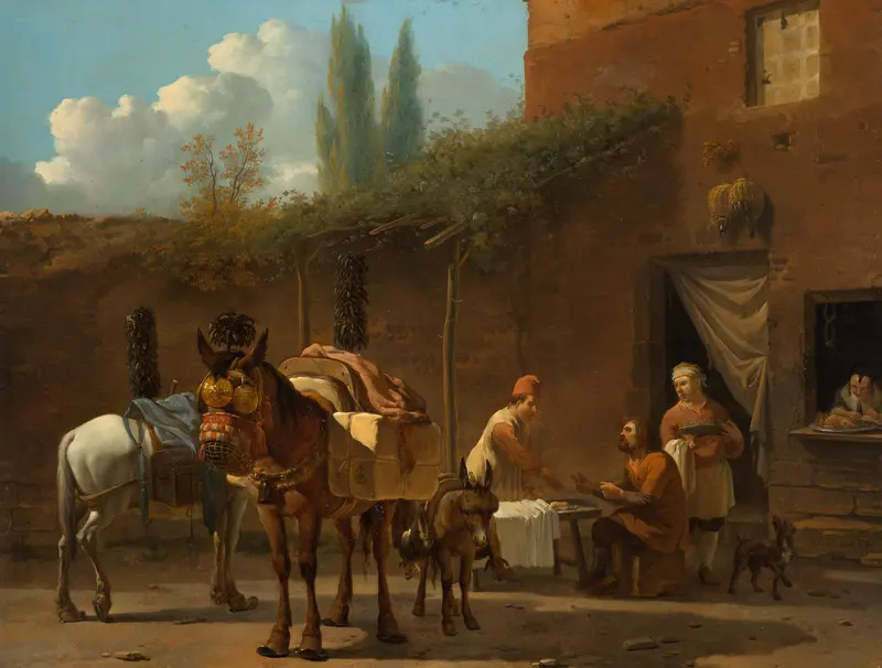 Muilezeldrijvers bij een herberg Wall Art by Karel du Jardin - High-Resolution Digital Print