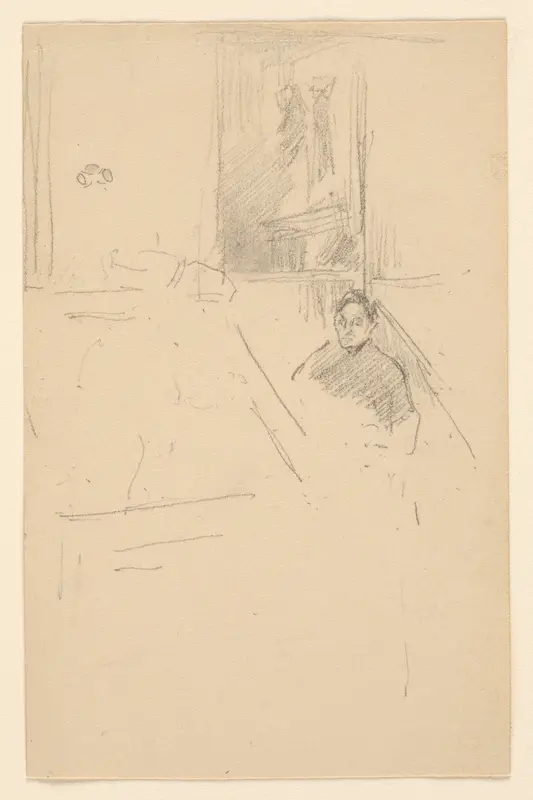 Museum Interior (?) with a Man Seated Wall Art by James McNeill Whistler - High-Resolution Digital Print