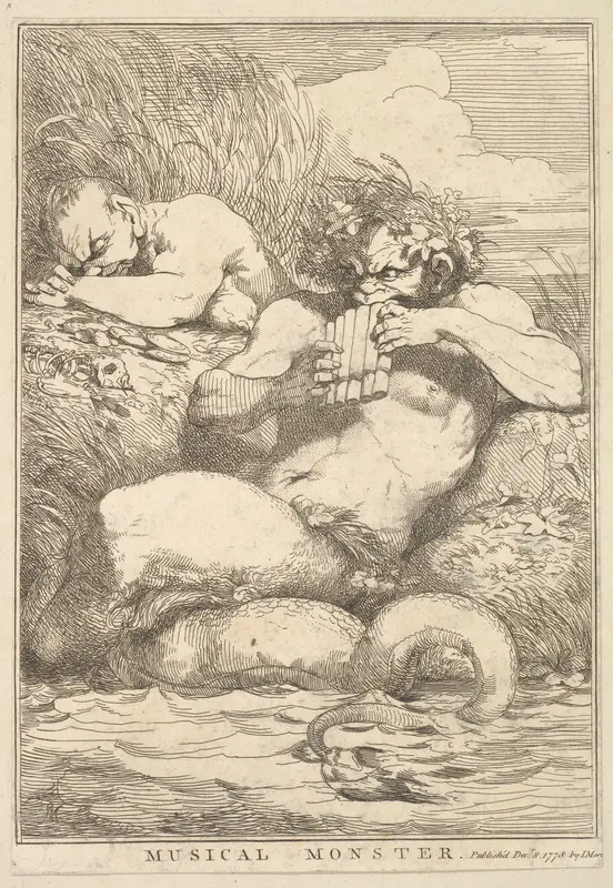 Musical Monster, from "Fifteen Etchings Dedicated to Sir Joshua Reynolds" Wall Art by John Hamilton Mortimer - High-Resolution Digital Print