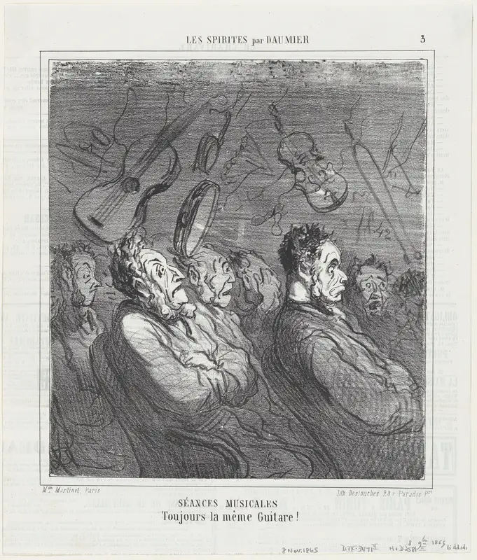 Musical séances, always the same song!, from 'The spiritualists,' published in Le Charivari, November 8, 1865 Wall Art by Honoré Daumier - High-Resolution Digital Print