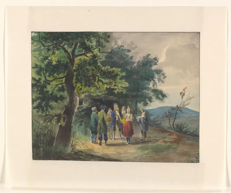 Musicerend gezelschap aan een bosrand Wall Art by Johannes van Reijn - High-Resolution Digital Print
