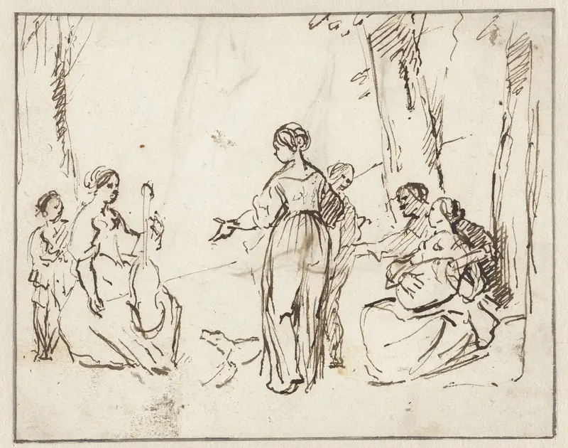 Musicerend gezelschap in een tuin Wall Art by Gerard Pietersz. van Zijl - High-Resolution Digital Print