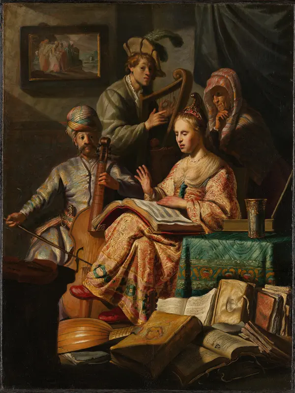 Musicerend gezelschap Wall Art by Rembrandt van Rijn - High-Resolution Digital Print