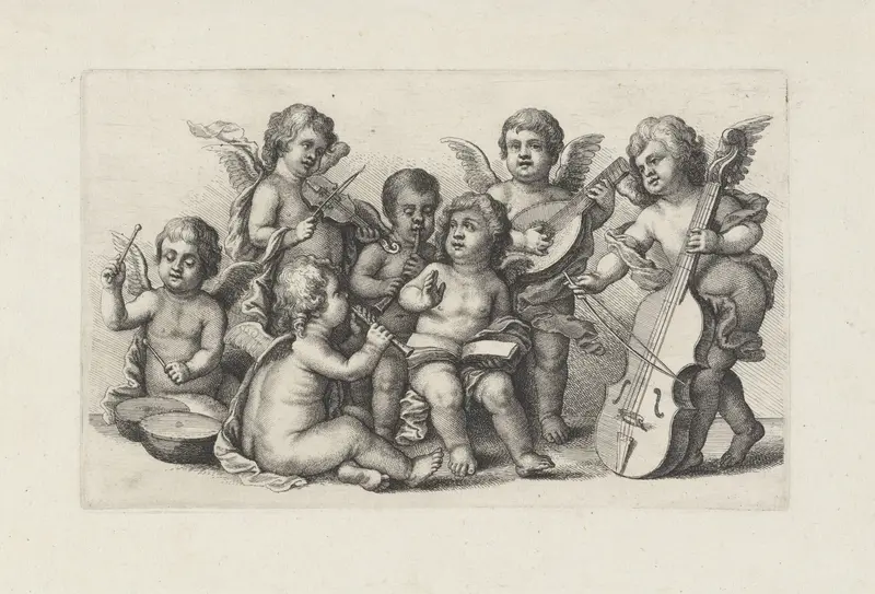Musicerende cherubijnen Wall Art by Wenceslaus Hollar - High-Resolution Digital Print