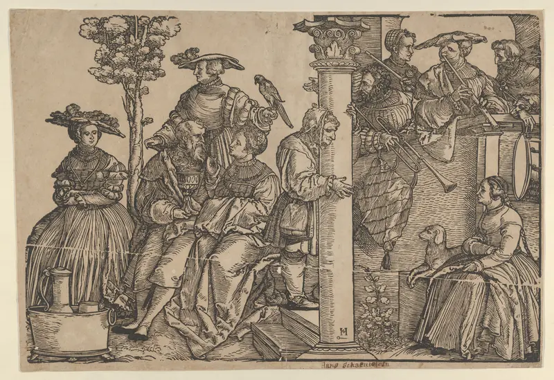 Musicians and Onlookers Wall Art by Hans Schäufelein - High-Resolution Digital Print