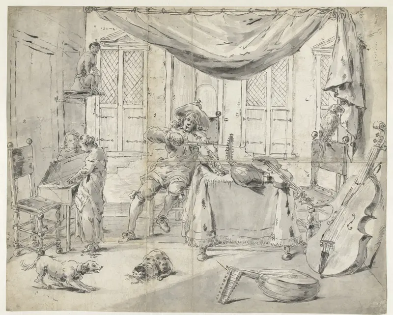 Musicians in an Interior Wall Art by Leonaert Bramer - High-Resolution Digital Print