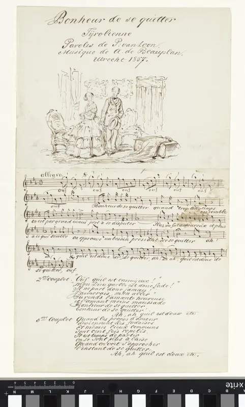 Muziekblad Bonheur de se quitter Wall Art by Pieter van Loon - High-Resolution Digital Print
