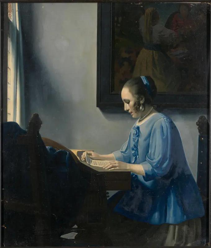 Muzieklezende vrouw Wall Art by Han van Meegeren - High-Resolution Digital Print