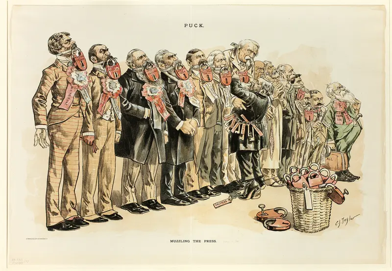 Muzzling the Press, from Puck Wall Art by C. Jay Taylor - High-Resolution Digital Print