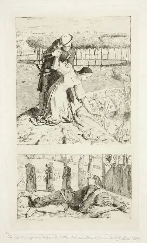 My Beautiful Lady (top); Of My Lady in Death (bottom), frontispiece to The Germ, No. 1 Wall Art by William Holman Hunt - High-Resolution Digital Print